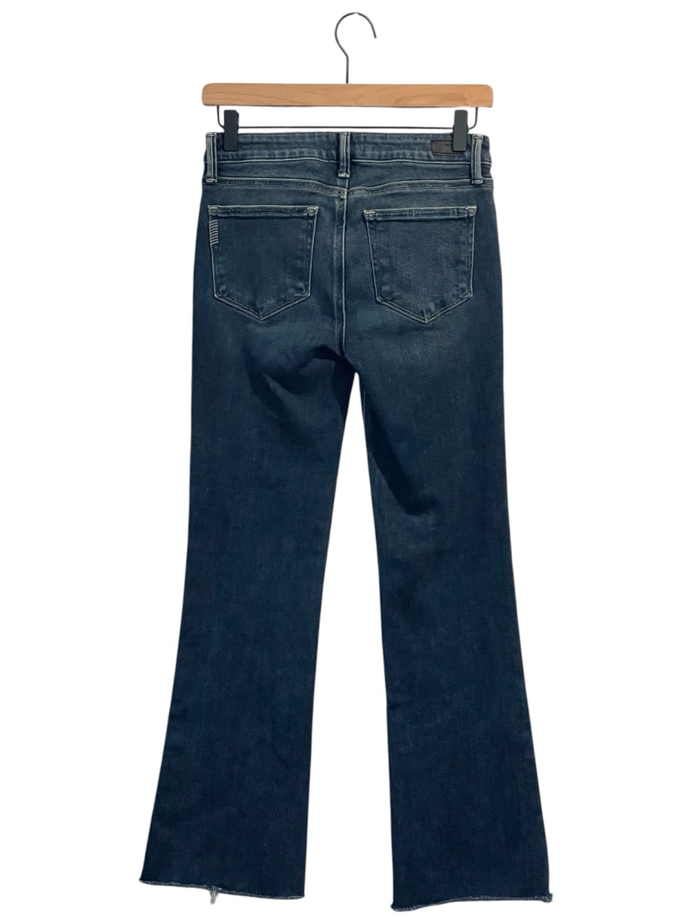 PAIGE Laurel Canyon, Boot Cut, High Rise Jeans, Medium Wash, Raw Hem, Size 27 - Picture 2 of 13